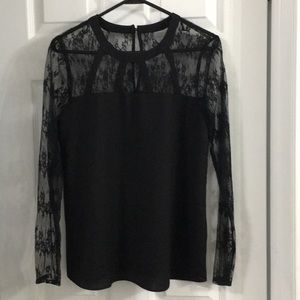Black dress shirt with lace sleeves and top